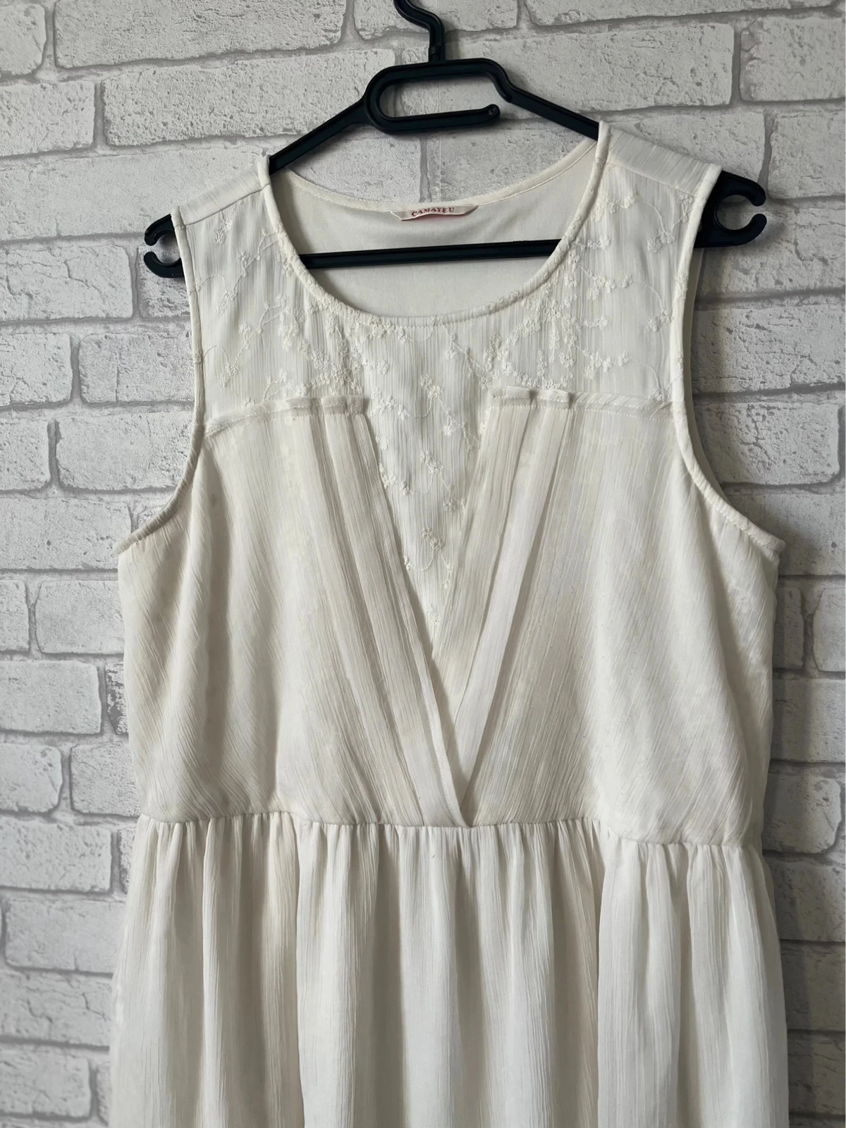 Vestido Camaïeu bege / branco - Tamanho 44 – photo 2